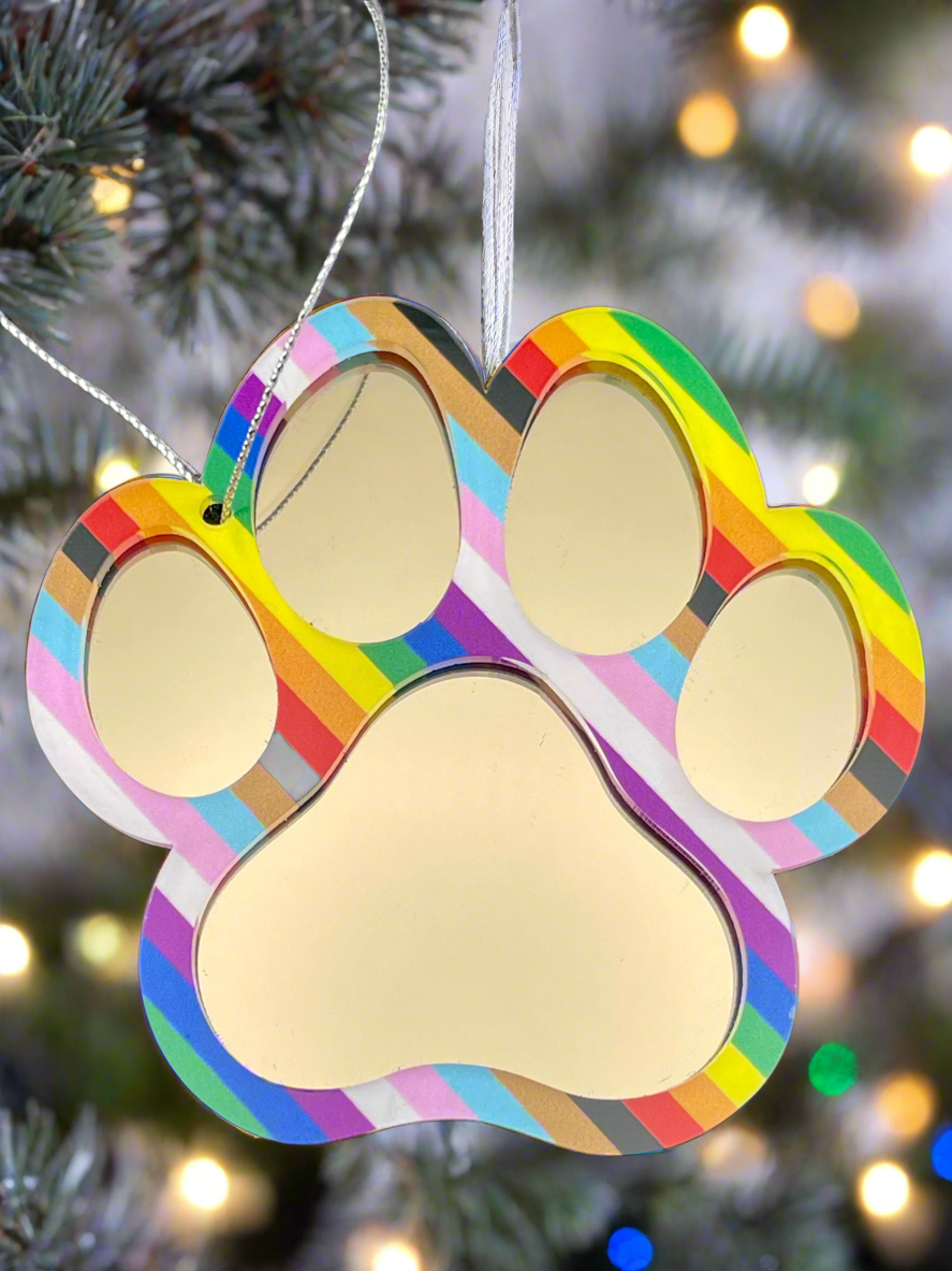 Pride Paw Ornament Rainbow
