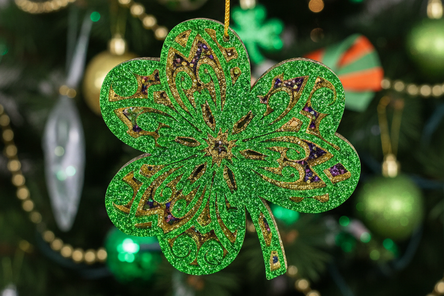 Shamrock Ornament - Glitter