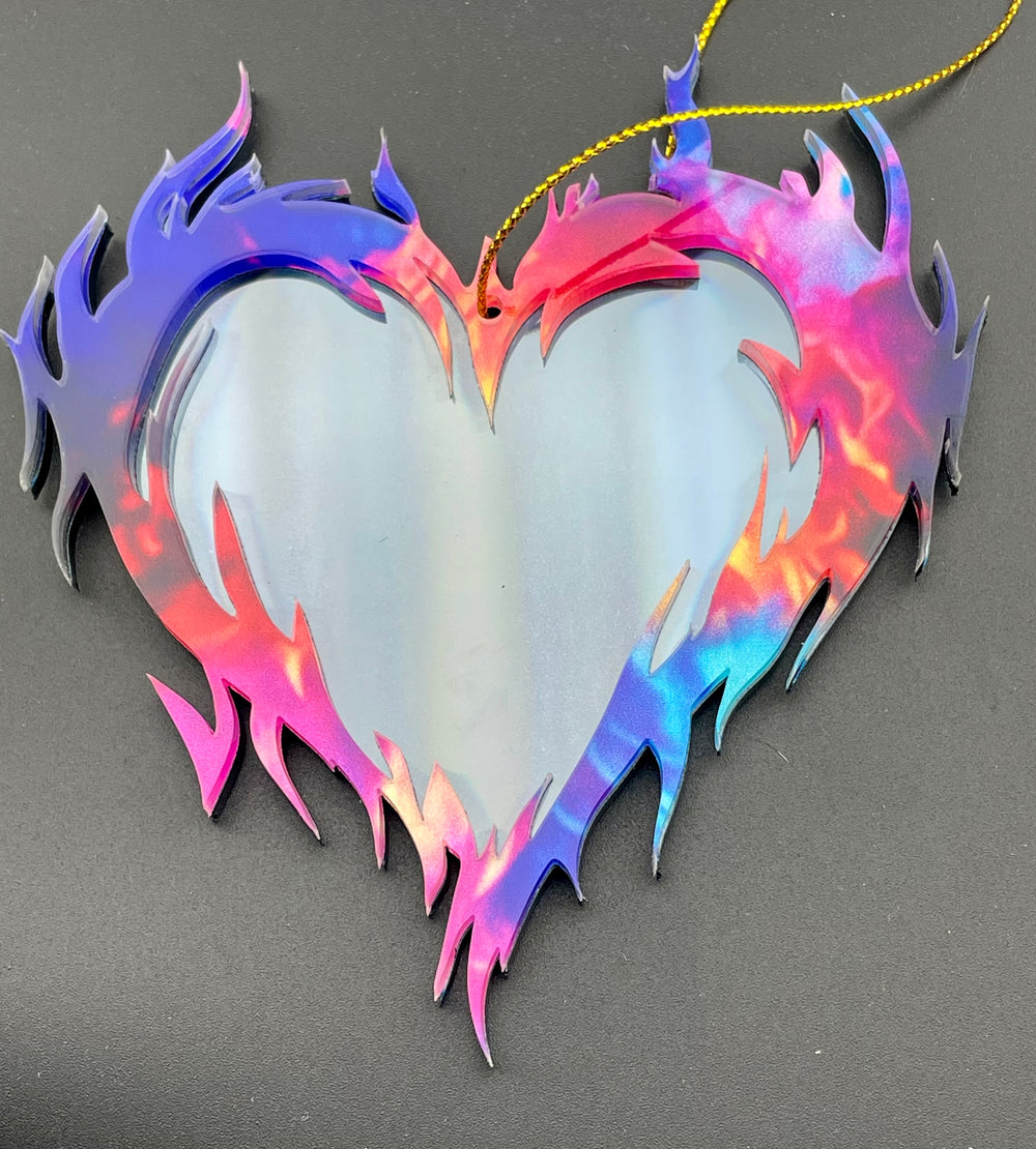Be Bold - Neon Flaming Heart Ornament