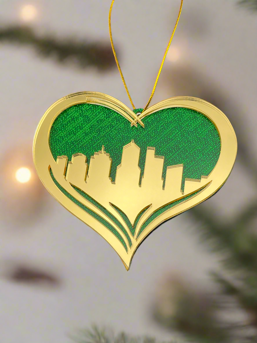 Portland City Skyline Heart Ornament