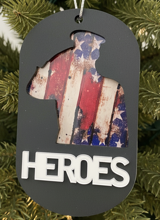 Military Heroes Holiday Ornament - Silver Mirror