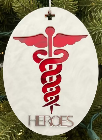 Medical Heroes Holiday Ornament - Silver Mirror
