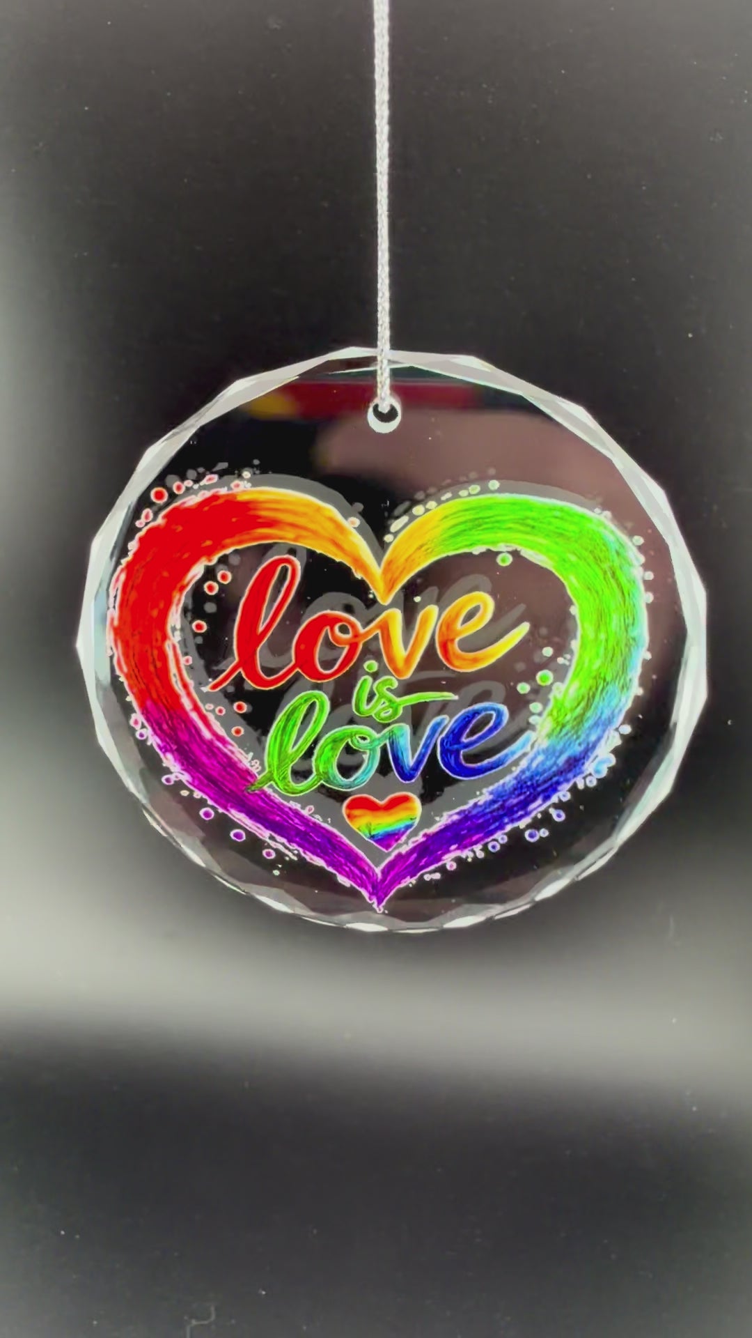 
                  
                    Load and play video in Gallery viewer, Love is Love Heart Ornament - Krystal
                  
                